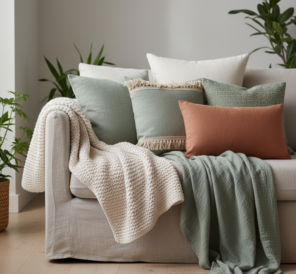 Luxurious throw pillows and textiles